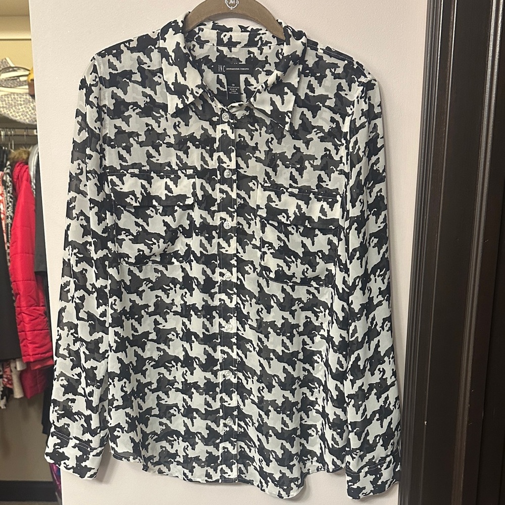 INC International Concepts Monochrome Patterned Shirt